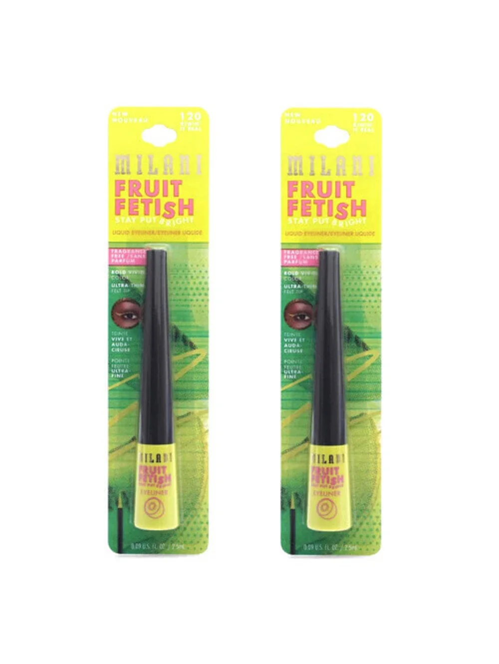 2-Pack NEW Milani Fruit Fetish Stay Put Bright Eyeliner 120 Kiwin It Real SEALED